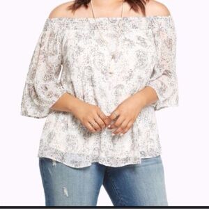 Torrid Gray and White Blouse
